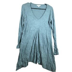 CAbi Womens Dress Gray V Neck Long Sleeve Asymmetrical Hem Midi Stretch Medium